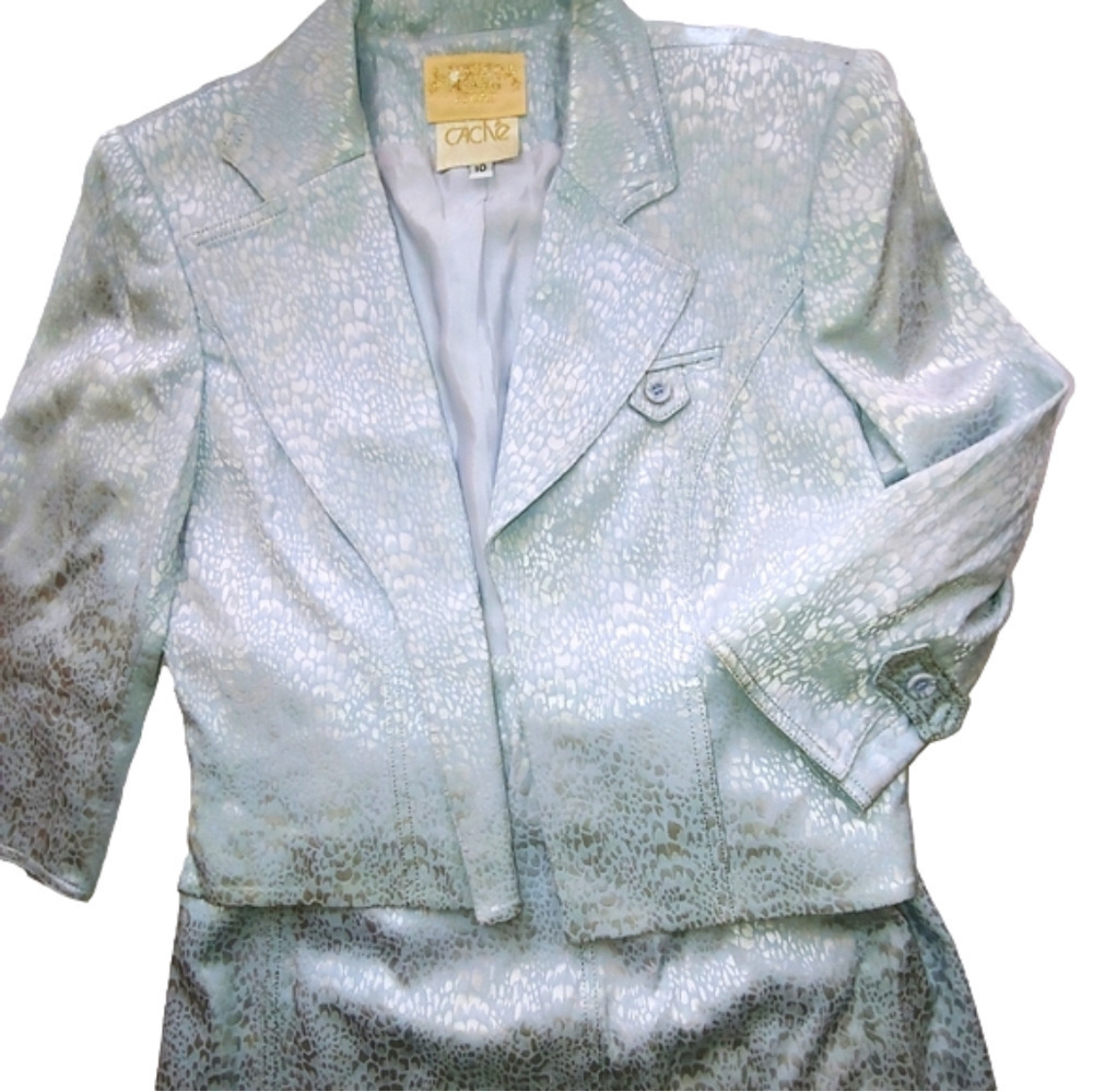 Vintage Alberto Makali Skirt Set Metallic Animal Print Jacket 10 Skirt 6